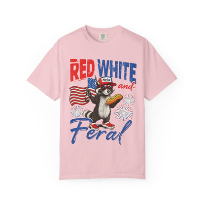 Patriotic 'Red White and Feral' T-Shirt – Funny Raccoon 4th of July Tee