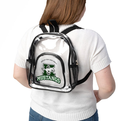 Clear Stadium Backpack with Custom Mustangs Logo – See-Through School/Team Bag