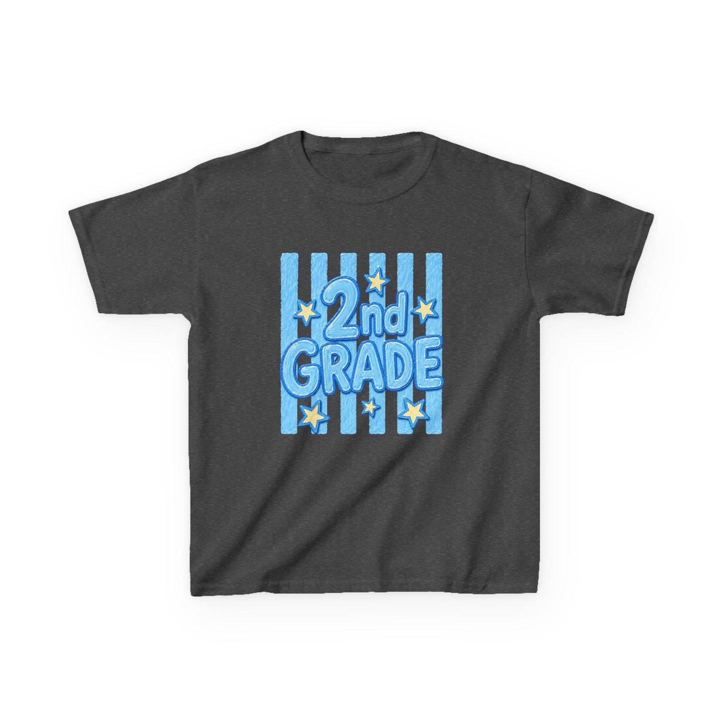 2nd Grade Kids T‑Shirt — Cute Blue Stripe "2nd Grade" Back to School Tee