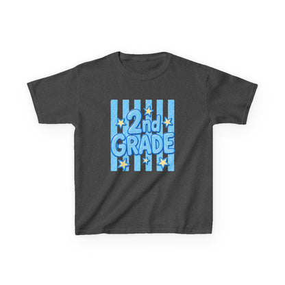2nd Grade Kids T‑Shirt — Cute Blue Stripe "2nd Grade" Back to School Tee