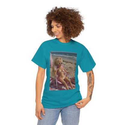 Vintage doll Beach Scene T-Shirt | Retro Doll Summer Print