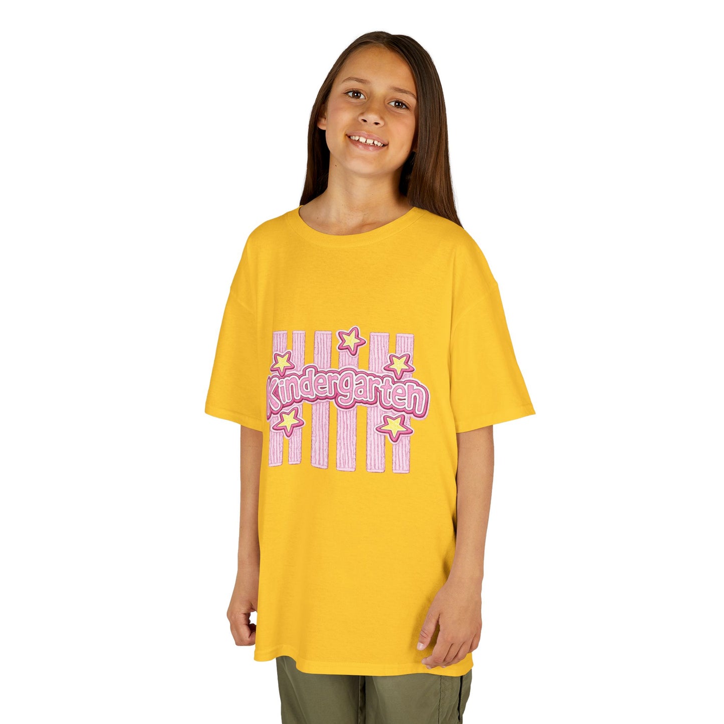 Kindergarten Kids Tee — Cute Pink Stars & Stripes Back-to-School Shirt