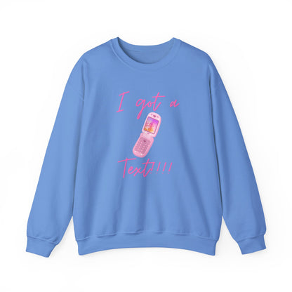 I Got a Text! Crewneck Sweatshirt — Retro Pink Flip Phone Graphic
