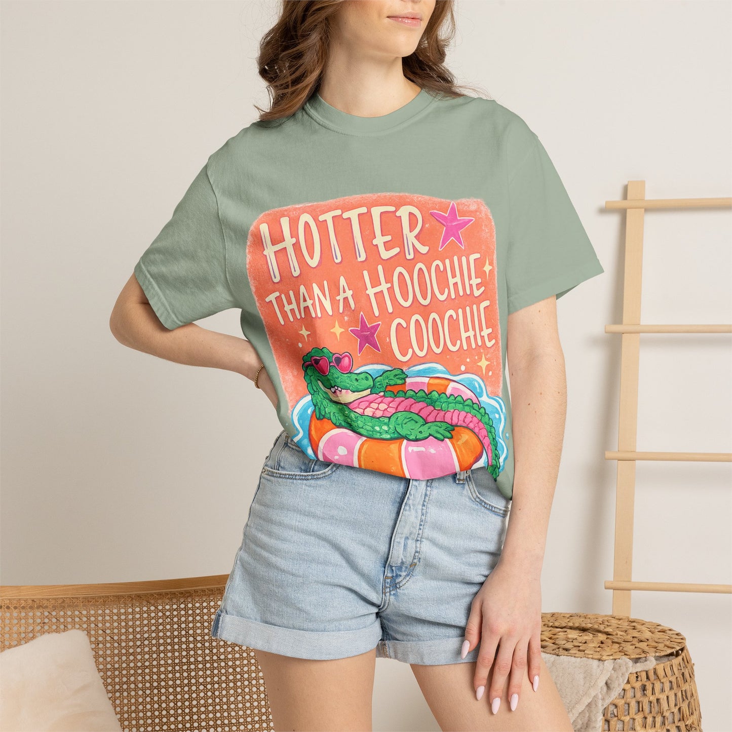 Hotter Than a Hoochie Coochie T-Shirt — Retro Alligator Pool Graphic