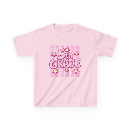 5th Grade Kids T-Shirt — Cute Pink Striped Back-to-School Tee