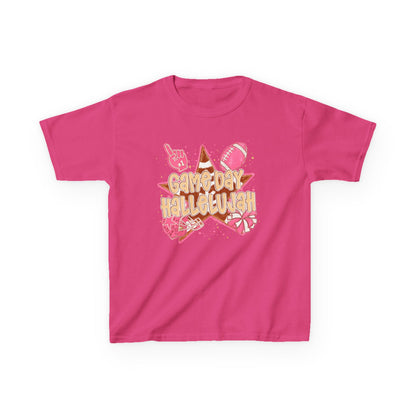 Kids Tee — "Game Day Hallelujah" Pink Football Cheer Shirt
