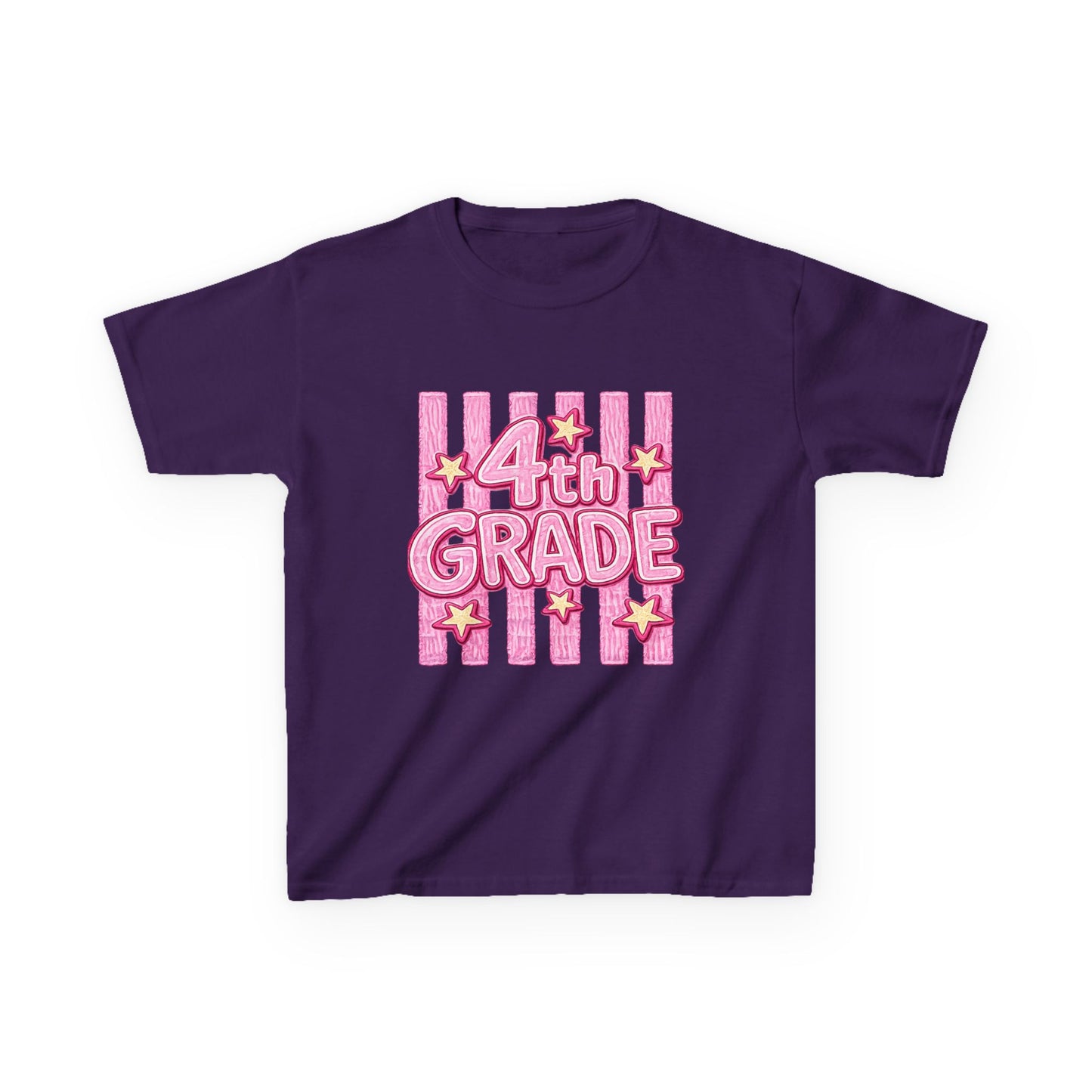 4th Grade Kids T‑Shirt — Pink Stars Back to School Tee