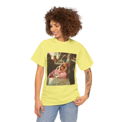 Doll in Pink Coat Photo Tee | Vintage Bar Scene, Martini Glass