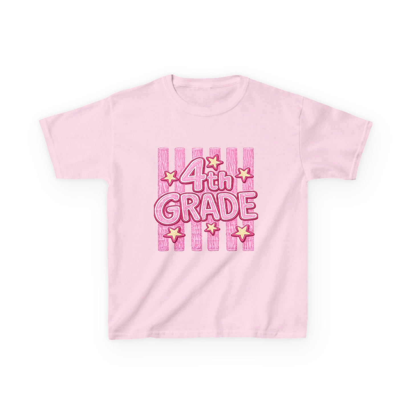 4th Grade Kids T‑Shirt — Pink Stars Back to School Tee
