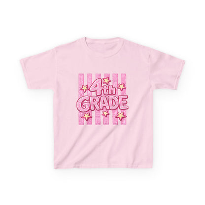 4th Grade Kids T‑Shirt — Pink Stars Back to School Tee
