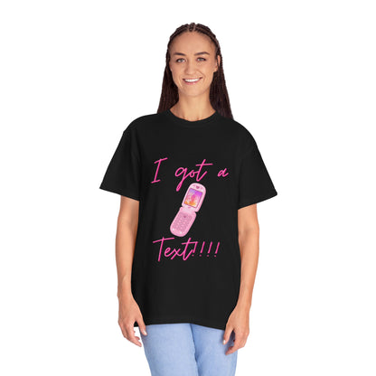 I Got a Text!!! T-Shirt — Retro Pink Flip Phone Graphic Tee