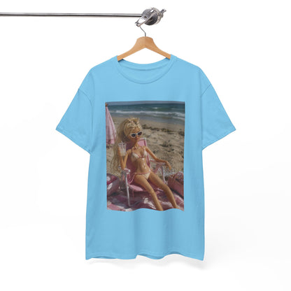 Vintage doll Beach Scene T-Shirt | Retro Doll Summer Print