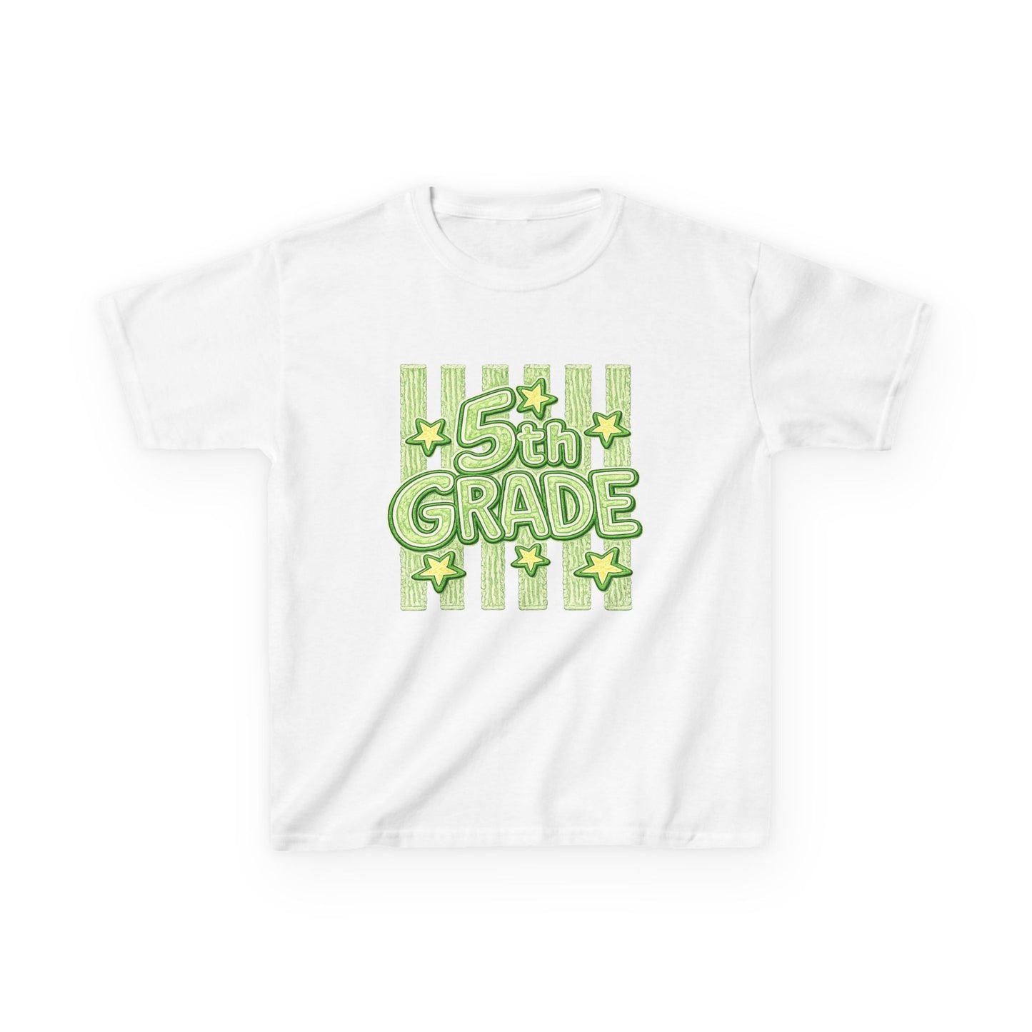 5th Grade Kids T-Shirt — Fun Green Stars Back-to-School Tee