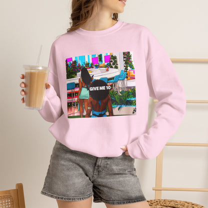 Give Me 10 Crewneck Sweatshirt — Retro Poolside Graphic Pullover