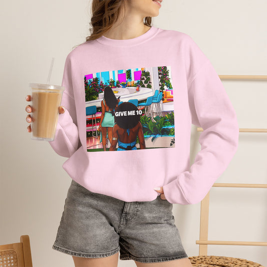 Give Me 10 Crewneck Sweatshirt — Retro Poolside Graphic Pullover