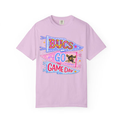 Game Day ‘Bucs Go’ Pennant T-Shirt — Cute Pink & Purple Football Fan Tee