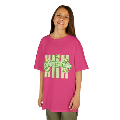 Kindergarten Stars Kids T‑Shirt — Cute Green Striped Back‑to‑School Tee