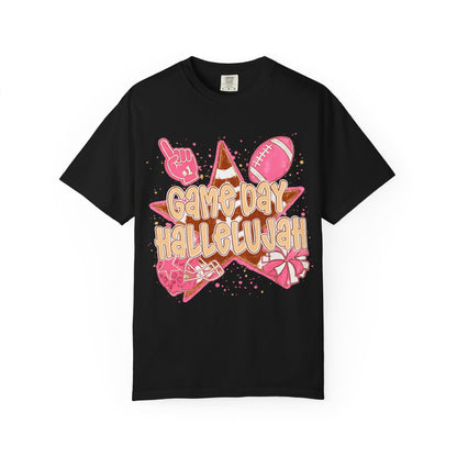 Game Day Hallelujah T-Shirt — Pink Football Cheer Graphic Tee