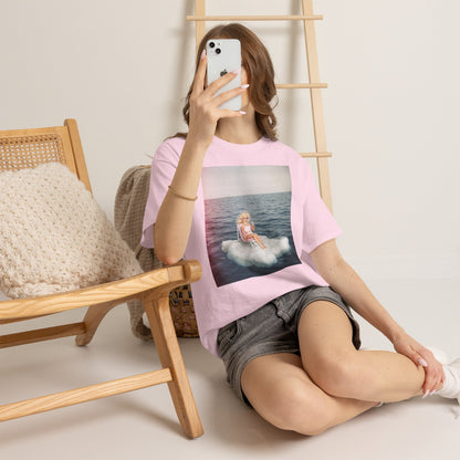Blonde Doll on Cloud in Ocean T-Shirt | Surreal Vintage Photo Tee