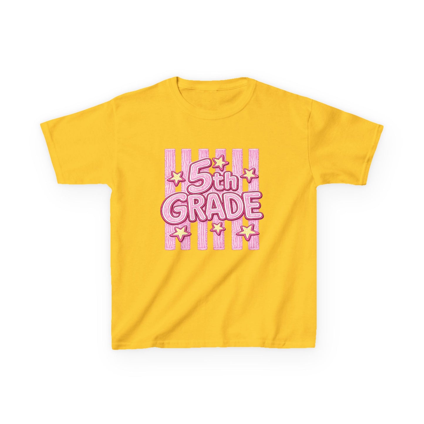 5th Grade Kids T-Shirt — Cute Pink Striped Back-to-School Tee