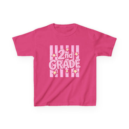 2nd Grade Kids T‑Shirt — Pink Star Stripes Back-to-School Tee