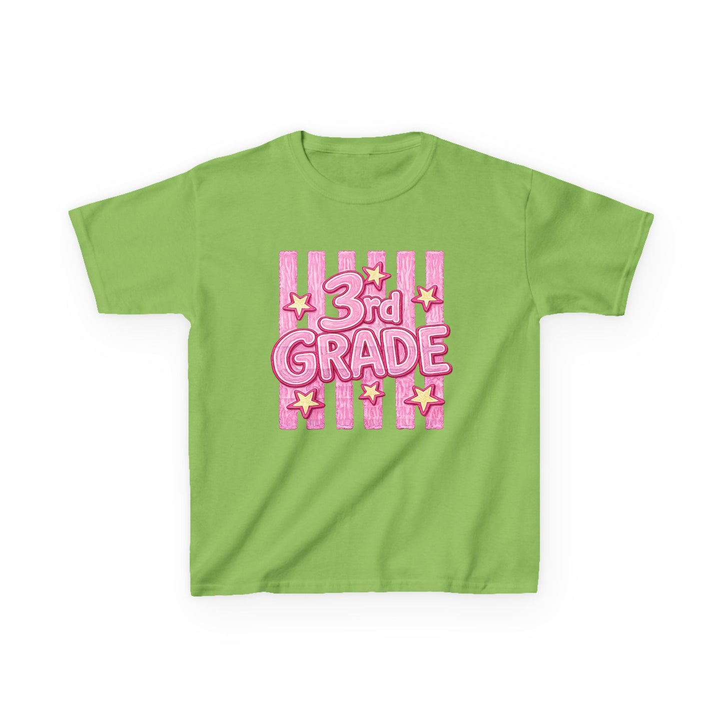 3rd Grade Kids T‑Shirt — Cute Pink Stars Back‑to‑School Tee