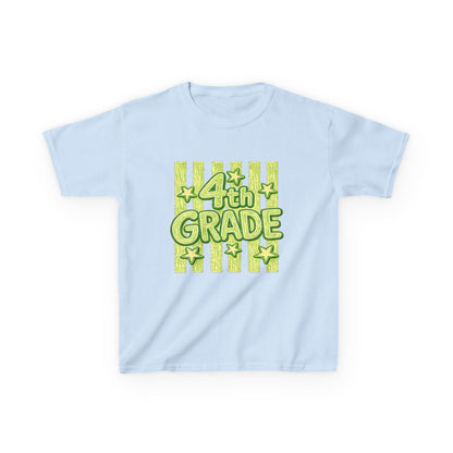 4th Grade Kids T-Shirt – Bright Green Stripes & Stars Back-to-School Tee