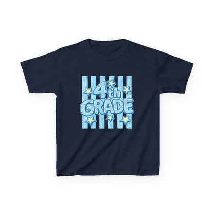 4th Grade Kids T-Shirt — Blue Striped Back-to-School Tee