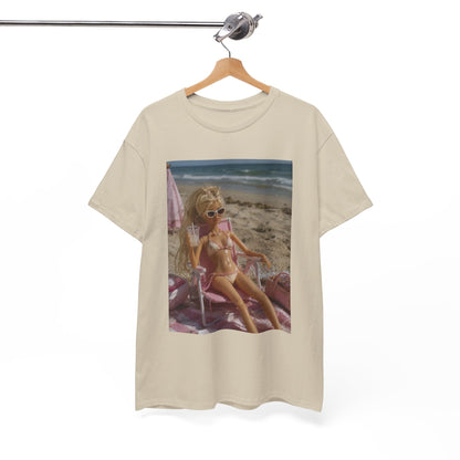 Vintage doll Beach Scene T-Shirt | Retro Doll Summer Print