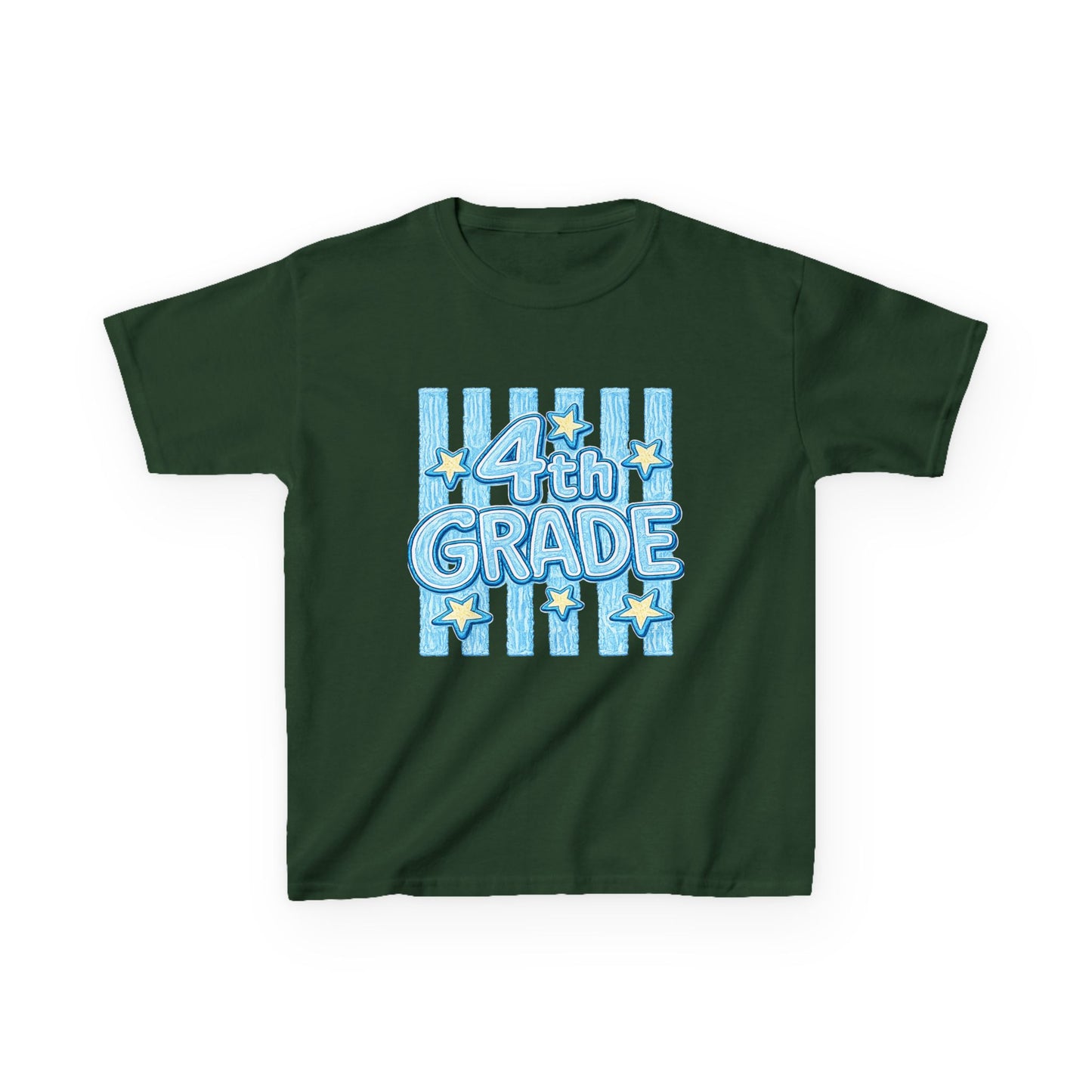 4th Grade Kids T-Shirt — Blue Striped Back-to-School Tee