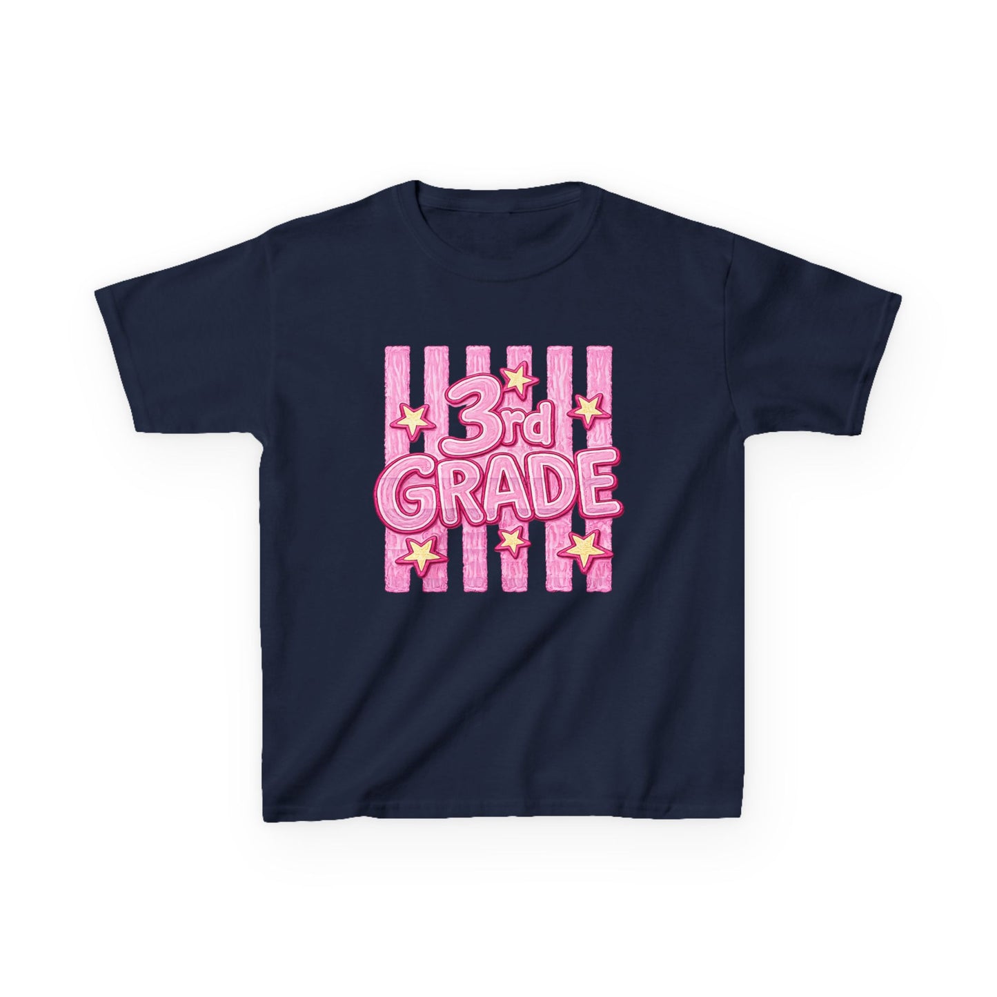 3rd Grade Kids T‑Shirt — Cute Pink Stars Back‑to‑School Tee