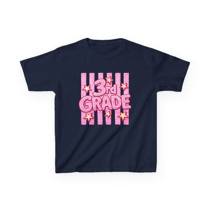 3rd Grade Kids T‑Shirt — Cute Pink Stars Back‑to‑School Tee