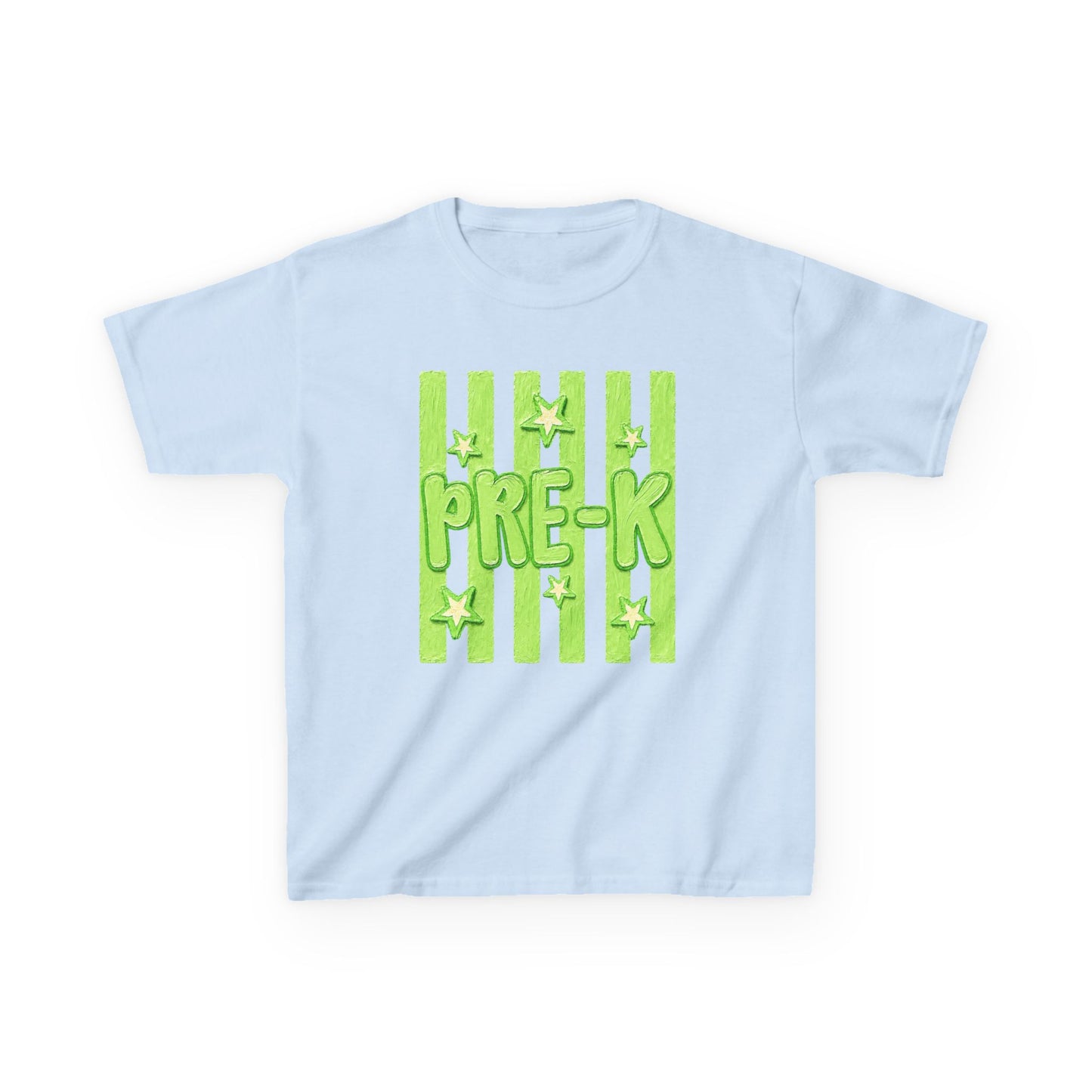 Pre-K Kids T-Shirt — Bright Green Striped Preschool Tee