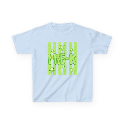 Pre-K Kids T-Shirt — Bright Green Striped Preschool Tee