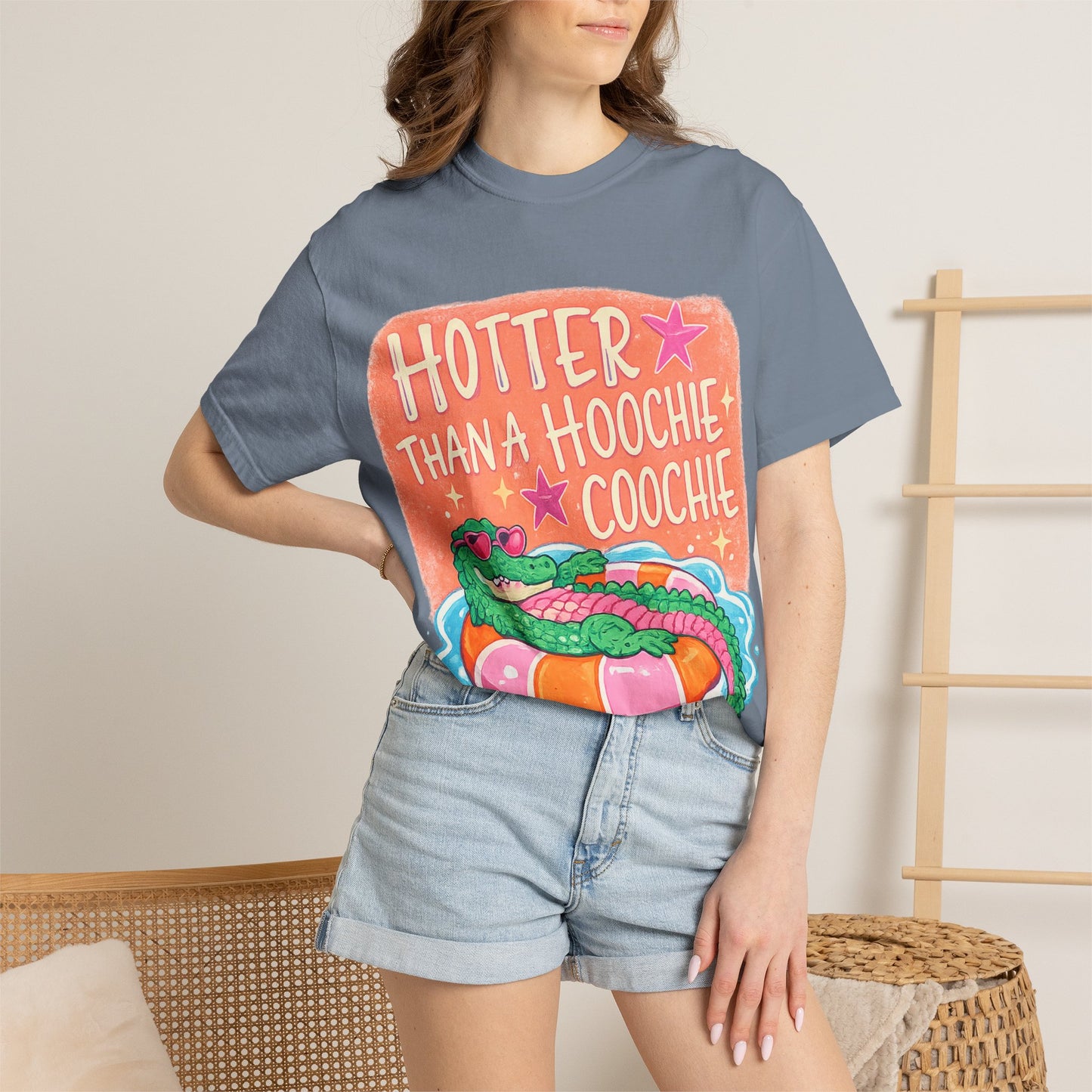 Hotter Than a Hoochie Coochie T-Shirt — Retro Alligator Pool Graphic