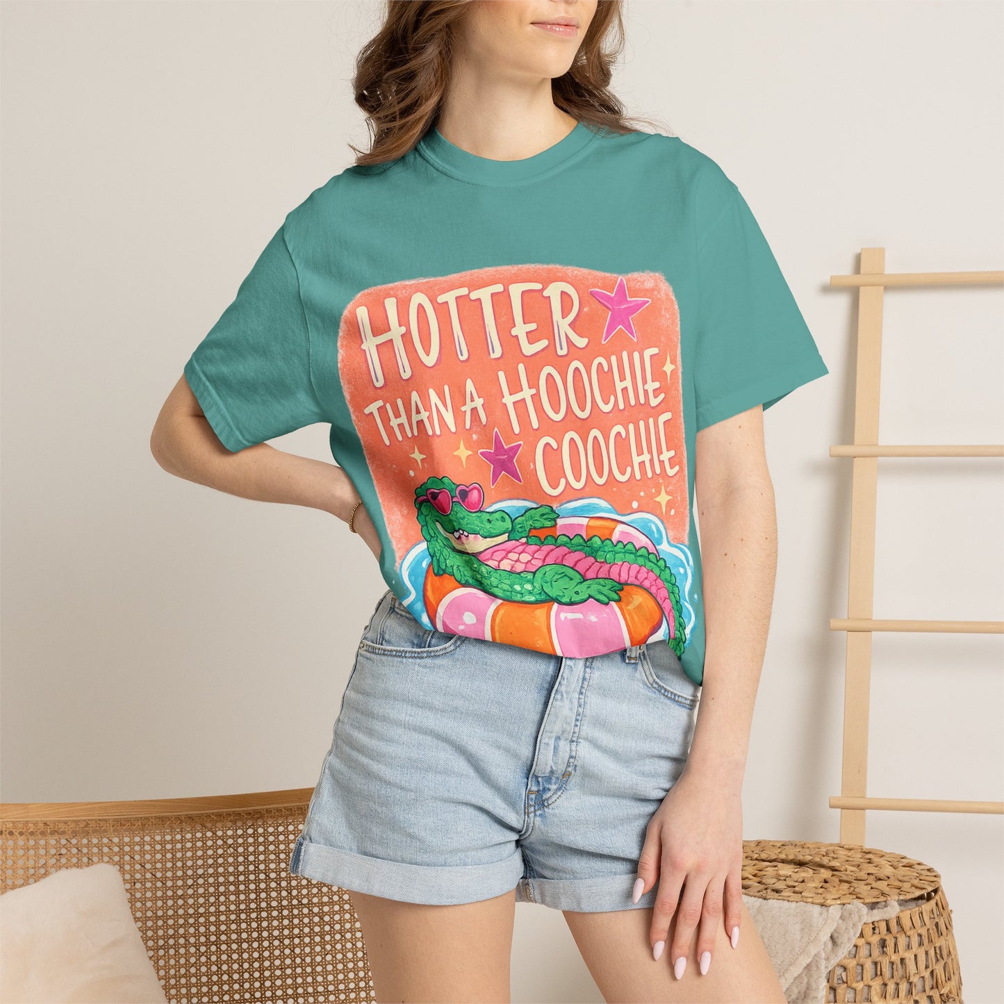 Hotter Than a Hoochie Coochie T-Shirt — Retro Alligator Pool Graphic