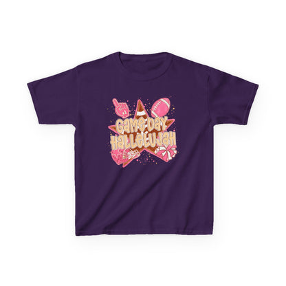 Kids Tee — "Game Day Hallelujah" Pink Football Cheer Shirt