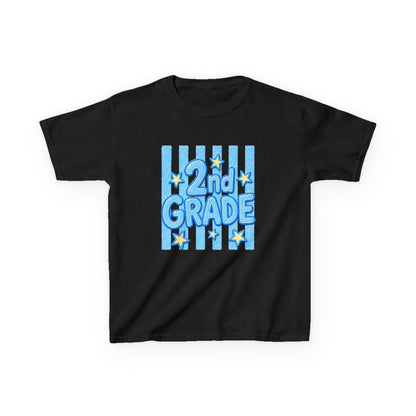 2nd Grade Kids T‑Shirt — Cute Blue Stripe "2nd Grade" Back to School Tee