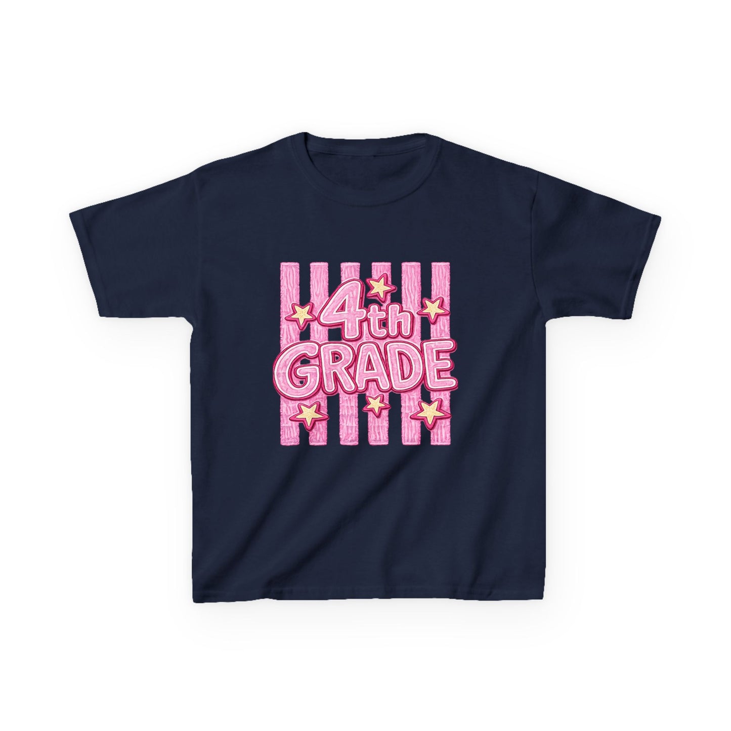 4th Grade Kids T‑Shirt — Pink Stars Back to School Tee