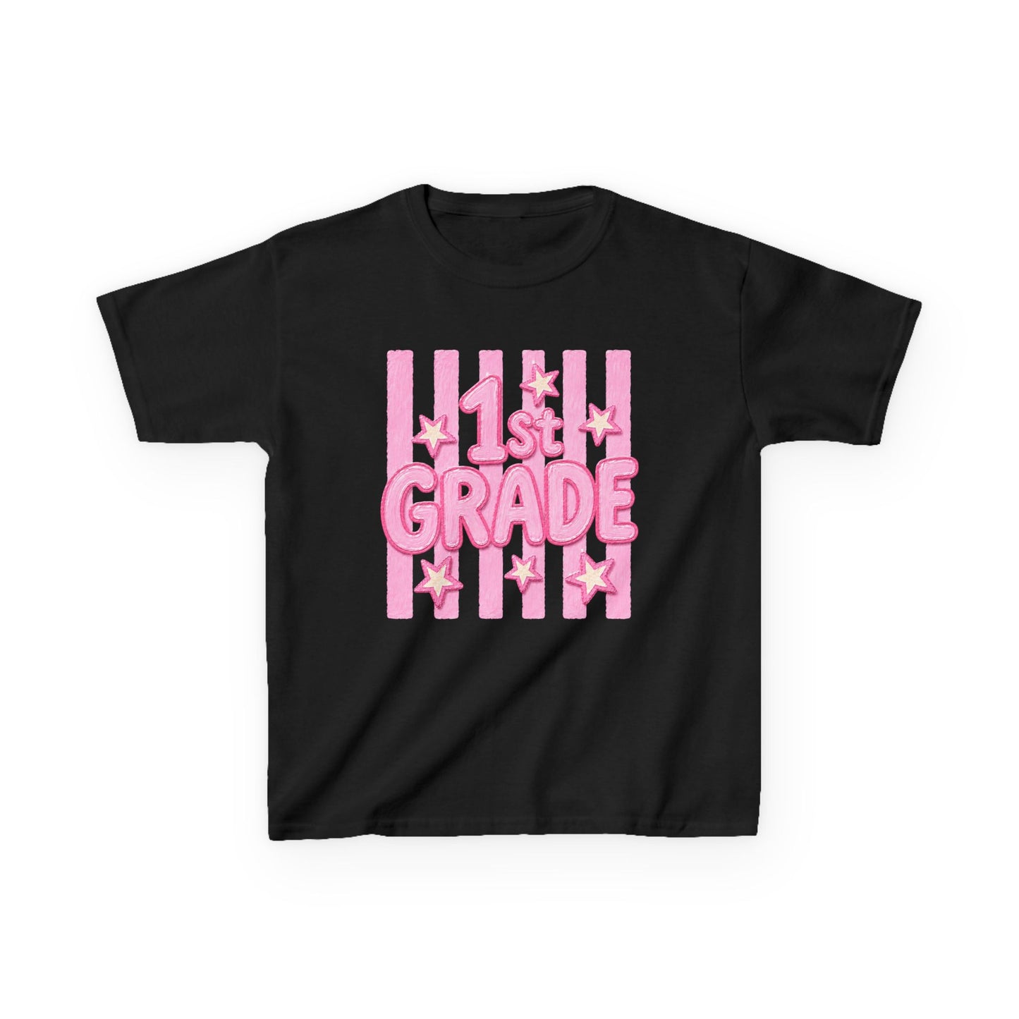 1st Grade Kids T‑Shirt - Cute Pink Stars Back-to-School Tee