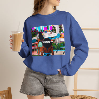 Give Me 10 Crewneck Sweatshirt — Retro Poolside Graphic Pullover