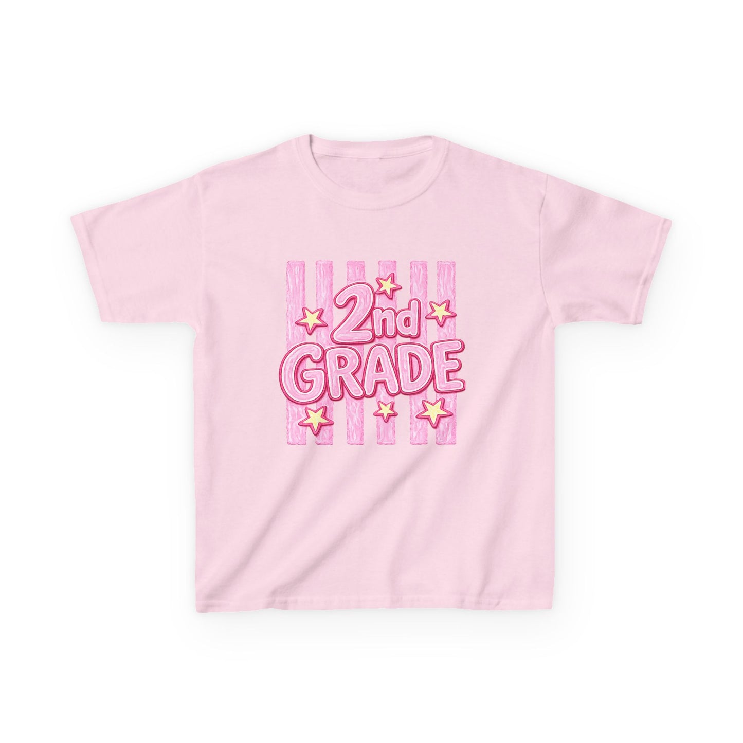 2nd Grade Kids T‑Shirt — Pink Star Stripes Back-to-School Tee