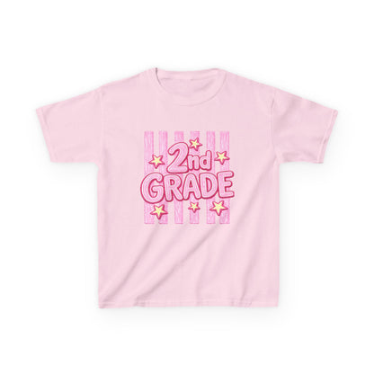 2nd Grade Kids T‑Shirt — Pink Star Stripes Back-to-School Tee