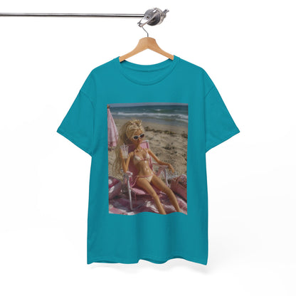 Vintage doll Beach Scene T-Shirt | Retro Doll Summer Print