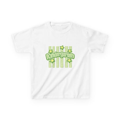 Kindergarten Stars Kids T‑Shirt — Cute Green Striped Back‑to‑School Tee