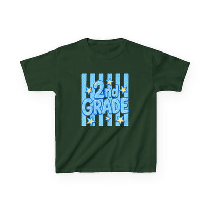 2nd Grade Kids T‑Shirt — Cute Blue Stripe "2nd Grade" Back to School Tee