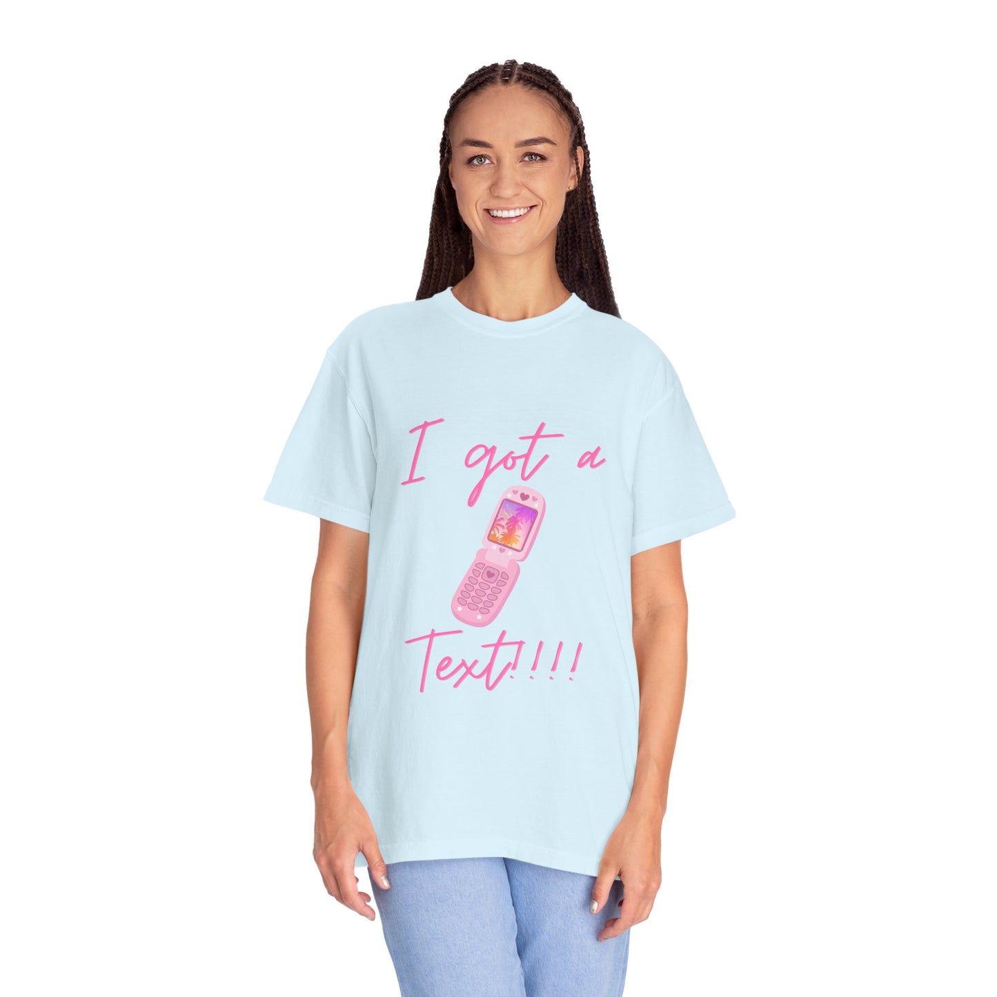 I Got a Text!!! T-Shirt — Retro Pink Flip Phone Graphic Tee