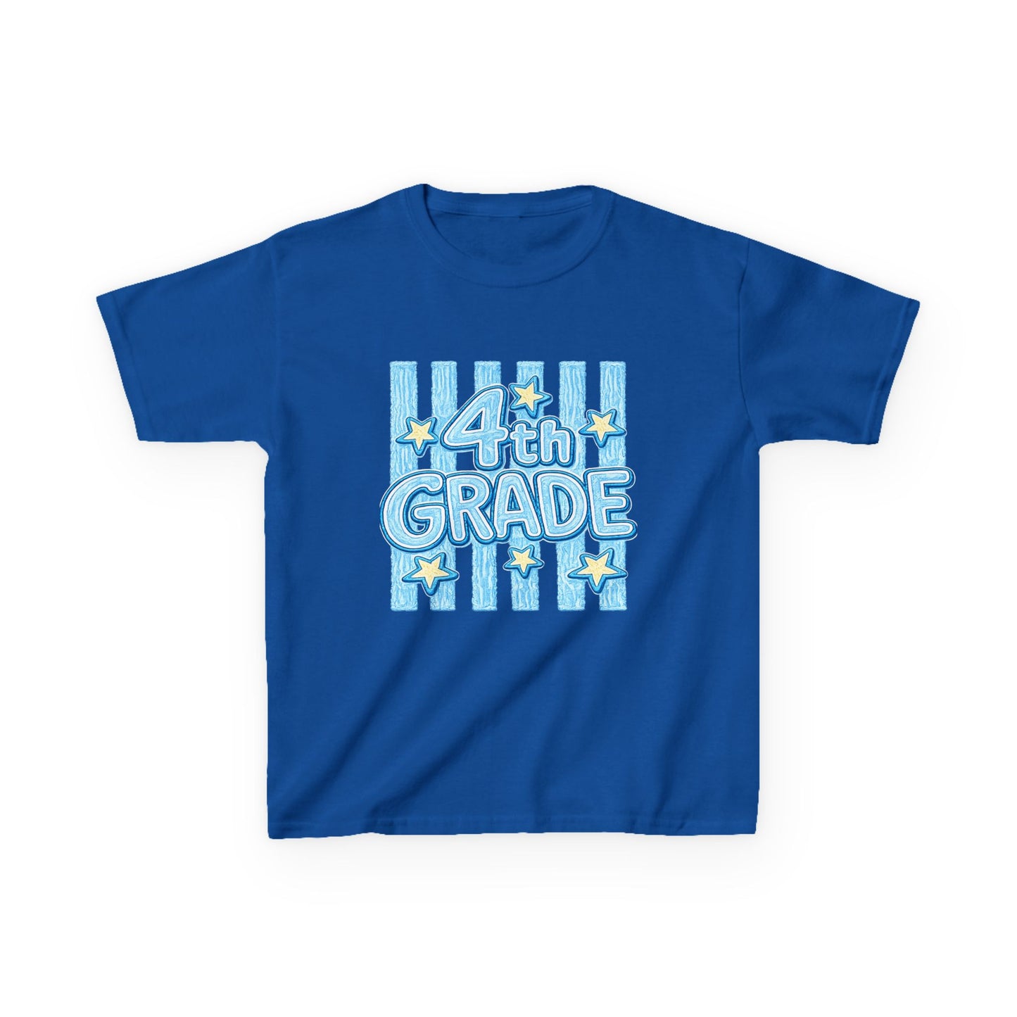 4th Grade Kids T-Shirt — Blue Striped Back-to-School Tee