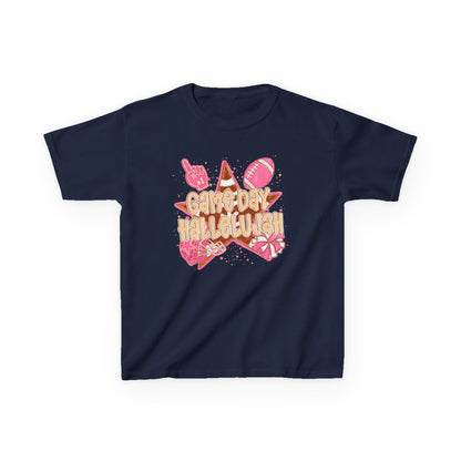 Kids Tee — "Game Day Hallelujah" Pink Football Cheer Shirt
