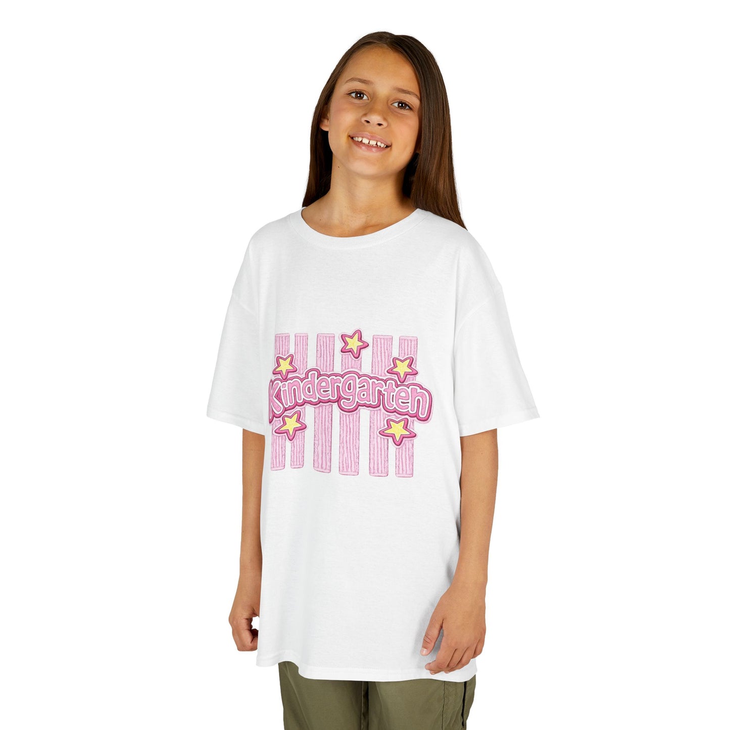 Kindergarten Kids Tee — Cute Pink Stars & Stripes Back-to-School Shirt